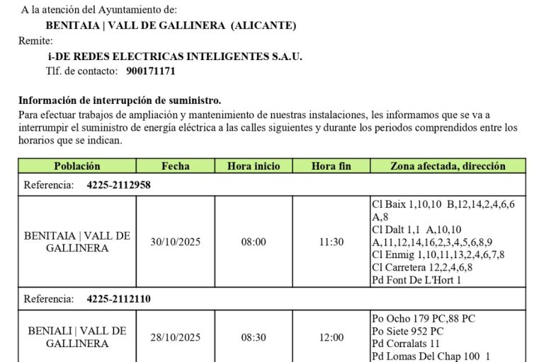 Informació d'Iberdrola sobre talls de llum